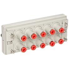 SMC KDM Series Polybutylene Terephthalate Rectangular Multi-Connector, 1/8" Tube OD, 10 Connecting Tubes