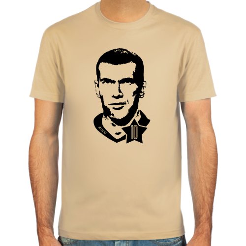 T-Shirt Zinedine Zidane ::: Farbauswahl: skyblue, sand, weiß oder deepred ::: Größen: S-XXL ::: Fußball-Kult