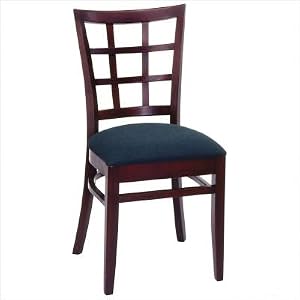 18 Lattice Back Chair [Set of 4] Upholstery: Vinyl - Espresso, Finish: Mahogany by 