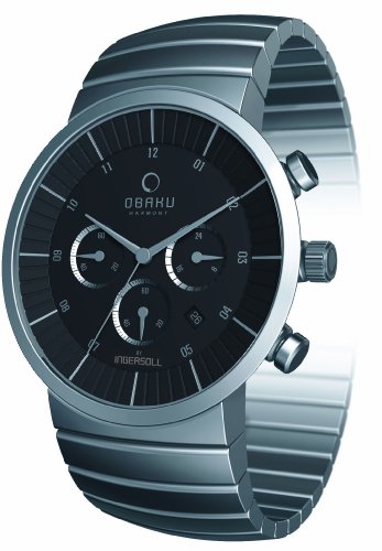 Obaku by Ingersoll gents chronograph black dial stainless steel bracelet watch