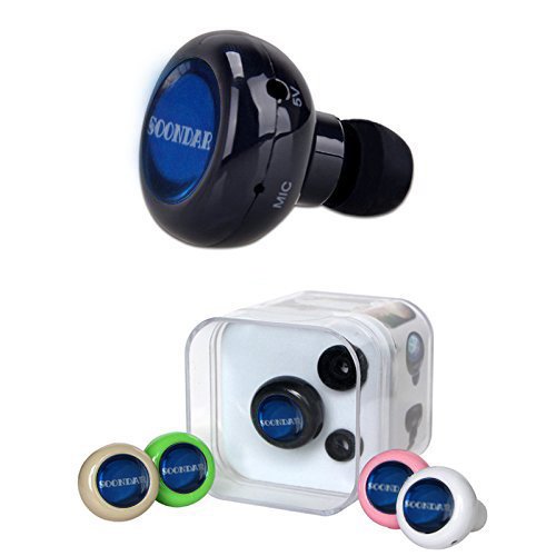 Soondar Mini Rechargeable Li-on Battery Wireless Bluetooth Stereo Earphone Compatible with any Bluetooth Enable Devices - Black