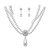Accessoriesforever Women Bridal Wedding Prom Fashion Jewelry Set Crystal Rhinestone Pearl Classy Teardrop Necklace