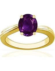18K Yellow Gold Oval Cut Purple Sapphire Solitaire Ring