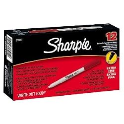 Sharpie Extra Fine Permanent Markers, 12 Red Markers(35002)