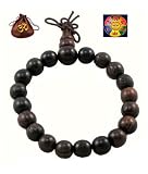 Tibetan Buddhist Wooden Prayer Beads Mala Bracelet with Hemp Om Bag
