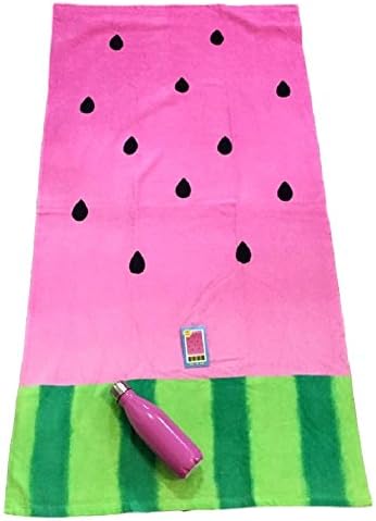 Beach Towel Watermelon Print Plus Stainless Steel Water Bottle Pink
