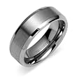 Tungsten Carbide 8 mm (5/16 in) Comfort Fit Flat Wedding Band Ring w/ Brushed Center & Beveled Edge (Available in Sizes 8 to 11)