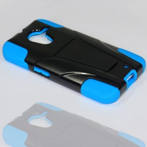 MOTOROLA MOTO X BLACK ARMOR BLUE SKIN HYBRID WITH KICKSTAND from [TRIPLE8ACCESSORIES] (Black-blue)