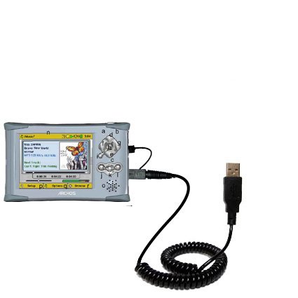 Coiled USB Cable for the Archos AV410 with Power Hot Sync and Charge capabilities - uses Gomadic TipExchange Technology