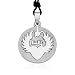 Ziovani 2-Part Cut-out Bat Winged Love Heart Circle Stainless Steel Pendant Necklace