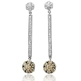18k White and Chocolate Brown Diamond Flower Drop Earrings (GH, SI-I, 1.25 carat)