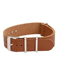 22mm Premium Classic Oiled Leather SS Light Saddle - Easily Interchangeable Replacement Military Watch Strap / Band - Fits All Watches!!!