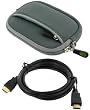 rooCASE Neoprene Sleeve (Grey) Case and Mini-HDMI to HDMI Cable 1 Meter (3 Feet) for Fujifilm FinePix JV100 12 MP Digital Camera Black