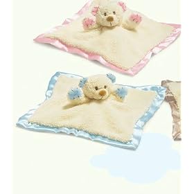 Blue Russ Berrie Baby Teddy Bear Rattle Blanket Lovey by