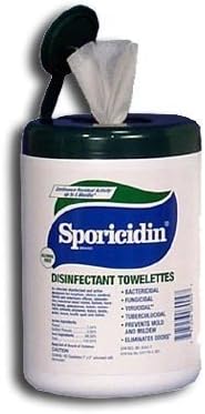 Sporicidin Disinfectant Towelettes in pop-up canister (5" x 8") 180 towelettes per canister