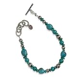 Sterling Silver Turquoise Beaded Toggle Bracelet, 7.5