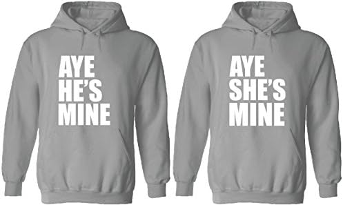 Aye He's Mine - Aye She's Mine Couple Matching Hoodies Gray His 3XL - Her 3XL