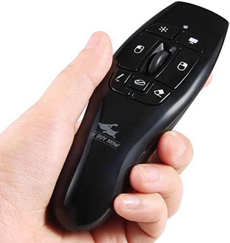 OkBuyNow Wireless 2.4GHz Professional Wireless Presenter with Red Laser Pointer, Cordless Air Fly Mice Powerpoint Slide Changer with Shortcut Keys, Remote Control Range: 20m