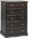 Chest of Drawers, 5 Regular Drawer, 100% Solid Wood, Optional Antique Brass Knobs