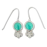 Sterling Silver Turquoise Scroll Design Dangle Earrings by Sajen