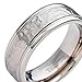 8mm Titanium Band Hammered Grooved Shiny Edge Men Wedding Band Size 8-14 Full and Half Size SPJ