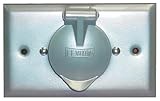 Leviton 4937 Weatherproof Inlet on Flush Mount Wallplate with Aluminum Cover, Straight Blade Receptacle, Gray