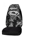 Universal-Fit Front Bucket Seat Cover - Superman with Lightning Bolt in Silver Silhouette