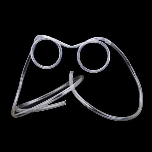 Siam Circus Novelty Transparent Drinking Straw Eyeglasses Shape Funny Gift for Children-Color Random