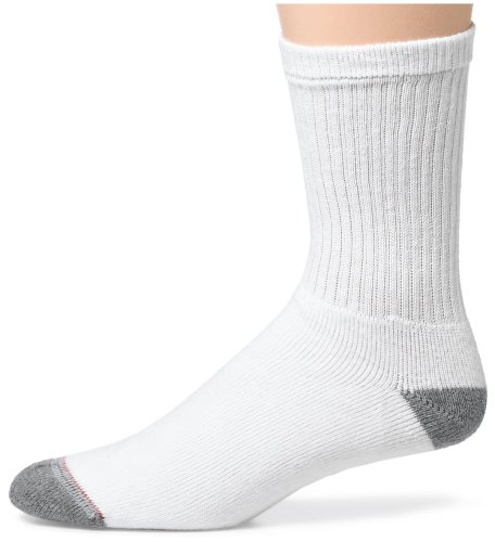 Hanes Classics Men's 6 pack cushion crew Sock, White, 6-12