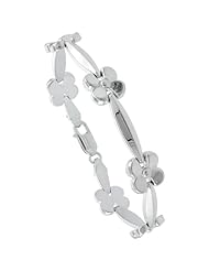 Sterling Silver Stampato Chain Flower Link Necklace or Bracelet (Available in 7", 8", 16" & 18"), 7/16 in. (11mm) wide