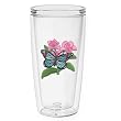 Butterfly w/Pink Flowers 16 oz Insulated Beverage Tumbler, Clear