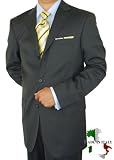 New 2009 Luciano * Made in Italy * Cashmere & Wool Mens Suit * Fully Canvassed * Perfect Three Button Business Suit Gray