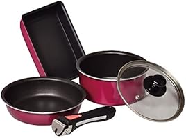 パール金属 クレア ふっ素加工 IH対応 クックウェアコンパクトセット レッド HB-1369