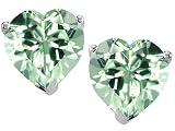 3.00 cts 14K Gold Plated 925 Sterling Silver Heart Created Green Amethyst Earring Studs