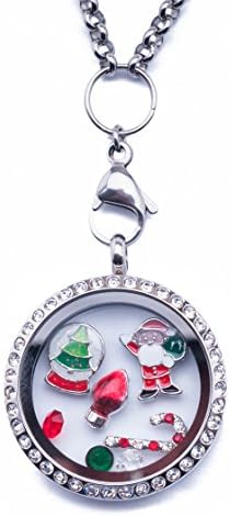 Christmas Themed Floating Locket - Santa, Snowglobe, Candycane, Red Bulb