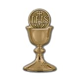 Chalice Tie Pin or Lapel Pin (Gold-Plated) in Black Velvet Gift Box . Great Gift for First Communion.