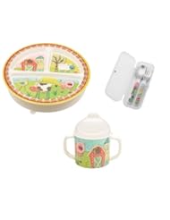 Sugarbooger Divided Plate, Sippy Cup, and Silverware Set-Farm