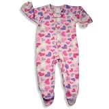 Wonder Kids - Infant and Toddler Girls Heavyweight Footed Hearts Blanket Sleeper , Pink, Purple