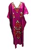 Kaftans Paper Silk Kashmir Crewel Embroidered Mazenta Abaya Caftans Xxl