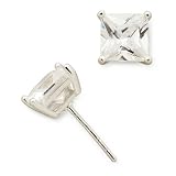 Bridge Jewelry CZ Square Stud Earrings 7MM - Silver
