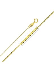 14K Yellow Gold 0.5mm Box Link Chain Necklace with Spring Ring Clasp - 22" Inches PLEASE NOTE : ONLY FOR LIGHT PENDANT
