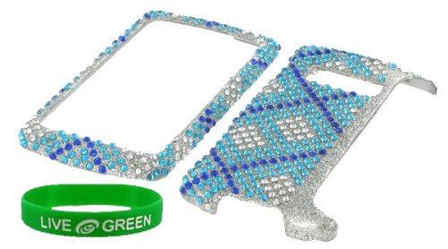 Blue Plaid Full Rhinestones Design Snap On Hard Case for LG enV3 VX-9200 Phone,Verizon Wireless