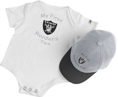 Oakland Raiders Boys Newborn 6-9 mos. My First Cap & Bodysuit Set