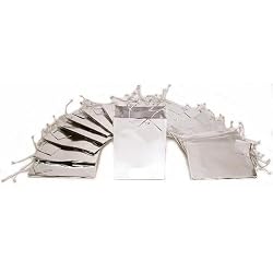 20 Silver Tote Bag Metallic Shopping Gift Displays 6.75"