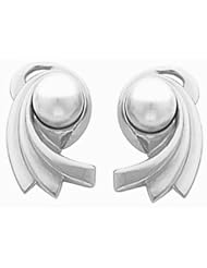 Pair of 14K White Gold White Akoya Cultured Pearl Earrings -- LIFETIME WARRANTY