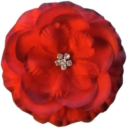 A Girl Company Black Headband/Red Flower Hair Clip Set (Medium 6months-18months)