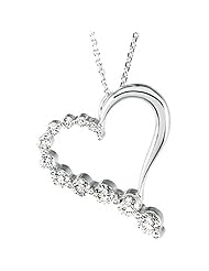 14K White Gold Diamond Heart Journey Pendant with Chain - 1.00 Ct. -- LIFETIME WARRANTY