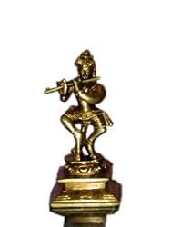 Victorious Lord Krishna Statue Brass Sculpture Gopal Krishna 4"
