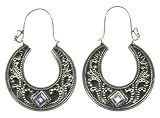Silver Purple Clear Half Moon Earring Jewelry of Bali BalineseOrganicJewelry.com