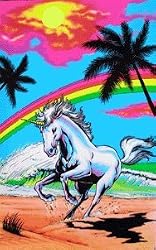 Galloping Unicorn Under Rainbow Blacklight Poster